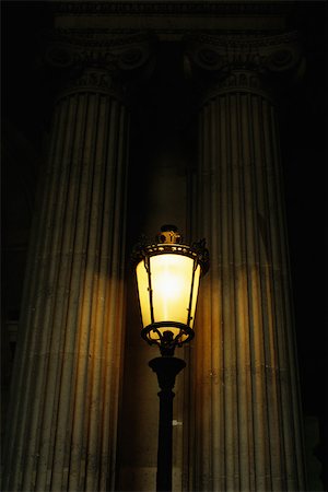 simsearch:696-03401070,k - Street lamp and columns at night, cropped Stock Photo - Premium Royalty-Free, Code: 696-03395394