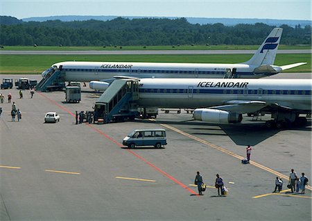 plane runway people - Iceland, air planes at tarmac Stock Photo - Premium Royalty-Free, Code: 696-03396295