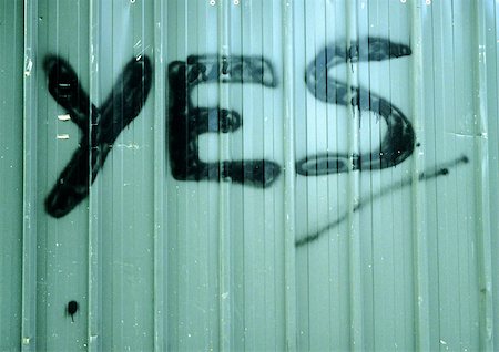 Yes text painted on wall. Stock Photo - Premium Royalty-Free, Code: 696-03396555