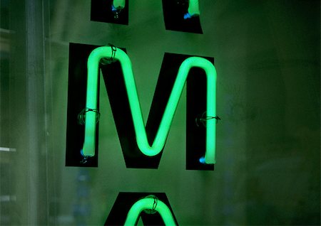 M, text, neon. Stock Photo - Premium Royalty-Free, Code: 696-03396634