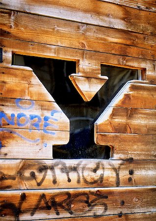 Y, text, cut out in wood. Stock Photo - Premium Royalty-Free, Code: 696-03396690