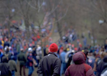 people walking in the distance - Crowd dressed for cold weather in park, blurred. Stock Photo - Premium Royalty-Free, Code: 696-03397070