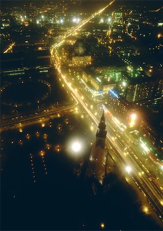 Germany, Berlin, ciity thoroughfare at night, aerial view Stock Photo - Premium Royalty-Free, Code: 696-03397532