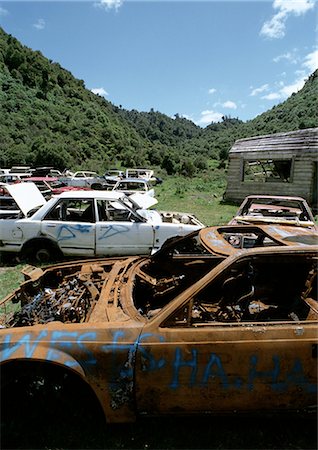 salvage - Car junkyard in rural area Stock Photo - Premium Royalty-Free, Code: 696-03398440