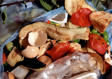 discarded - Garbage and food remains in trash bag Foto de stock - Sin royalties Premium, Código: 696-03398464