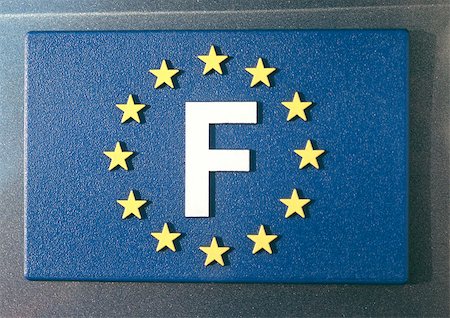 sign star not illustration not people - European union sign with letter "F" standing for France, close-up Foto de stock - Sin royalties Premium, Código: 696-03398860