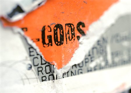 rip paper - Gods text printed on torn poster, close-up Foto de stock - Sin royalties Premium, Código: 696-03399152