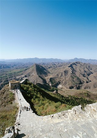 stair for mountain - China, Hebei Province, Simatai, people walking on the Great Wall, high angle view Stock Photo - Premium Royalty-Free, Code: 696-03399270