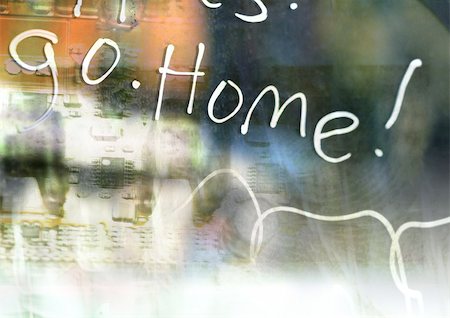 Go Home typography overlaying blurry, abstract image, montage Stock Photo - Premium Royalty-Free, Code: 696-03399836