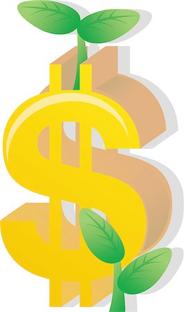 dollar sign with plants - Illustration Stock Photo - Premium Royalty-Free, Code: 690-06188917