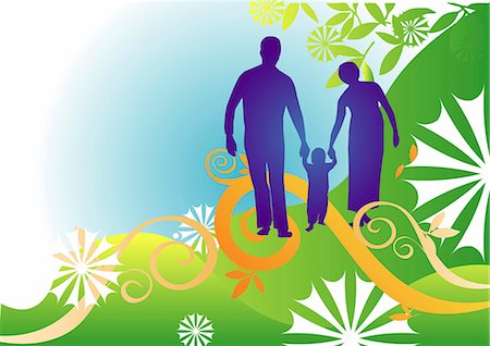 parent holding hands child silhouette - digital background Stock Photo - Premium Royalty-Free, Code: 690-03209351