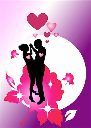 dancing couples silhouettes - digital background Stock Photo - Premium Royalty-Free, Code: 690-03209366
