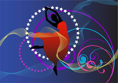 dancing silhouette - digital background Stock Photo - Premium Royalty-Free, Code: 690-03209394