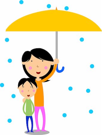 dessin animé - Tenir un parapluie Photographie de stock - Premium Libres de Droits, Code: 690-03202010