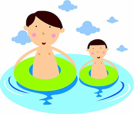 father and his boy taking a bath - Swimming Stock Photo - Premium Royalty-Free, Code: 690-03202026