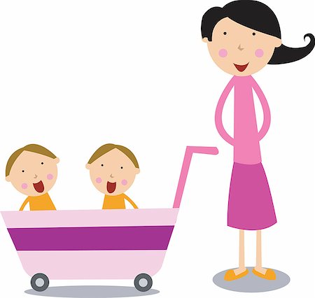 design background cartoon - Two girls in a pushcart Stock Photo - Premium Royalty-Free, Code: 690-03202054