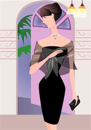 design background cartoon - A woman dressed in formal dress Stock Photo - Premium Royalty-Free, Code: 690-03202105