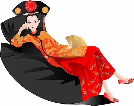 simsearch:690-03202357,k - A woman wearing Chinese style clothes Foto de stock - Sin royalties Premium, Código: 690-03202512