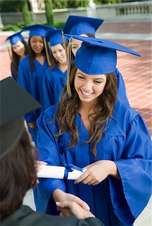 simsearch:693-06014222,k - Graduate shaking hand of dean outside, elevated view Stock Photo - Premium Royalty-Free, Code: 693-06014207