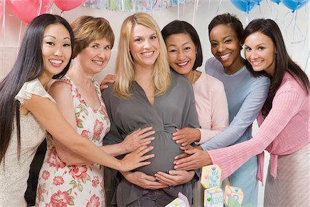 pregnant asian belly - Women at a Baby Shower Stock Photo - Premium Royalty-Free, Code: 693-06017158