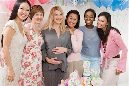 pregnant asian belly - Women at a Baby Shower Stock Photo - Premium Royalty-Free, Code: 693-06017159