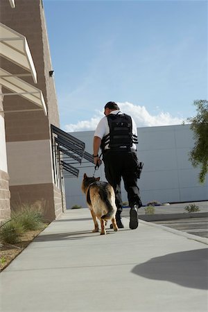 security guard uniform back view - Security guard with dog on patrol Stock Photo - Premium Royalty-Free, Code: 693-06019804