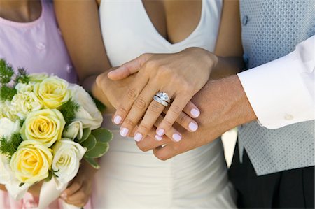 Brides hands and wedding ring, (close-up) Stock Photo - Premium Royalty-Free, Code: 693-06013791