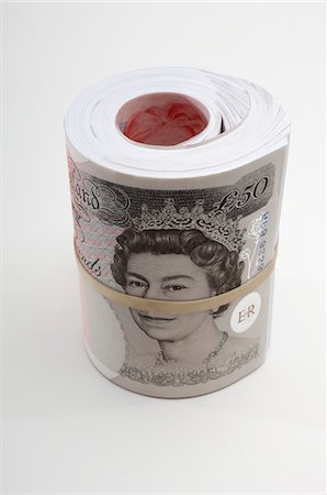 enrollado - Roll of British paper currency Foto de stock - Sin royalties Premium, Código: 693-06021305