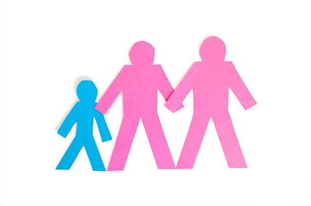 Colored stick figures holding hands over white background Stock Photo - Premium Royalty-Free, Code: 693-06324338