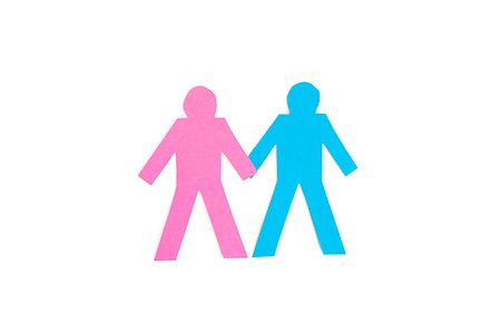 simsearch:693-06325297,k - Paper cut out figures holding hands over white background Foto de stock - Sin royalties Premium, Código: 693-06324333