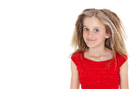 simsearch:693-06324847,k - Portrait of school girl in red outfit over white background Foto de stock - Sin royalties Premium, Código: 693-06324823