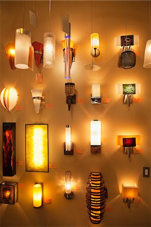 store design - Wall lamps on display in lights store Stock Photo - Premium Royalty-Free, Code: 693-06325132