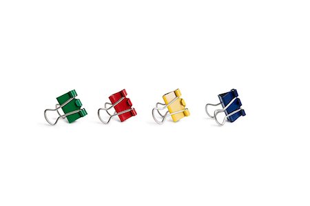 simsearch:693-06325164,k - Multicolored bulldog clips over white background Foto de stock - Sin royalties Premium, Código: 693-06325210