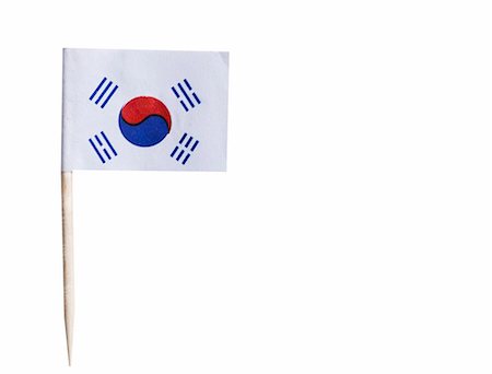 fahne - Koreanische Flagge in Zahnstocher vor weißem Hintergrund Stockbilder - Premium RF Lizenzfrei, Bildnummer: 693-06403346