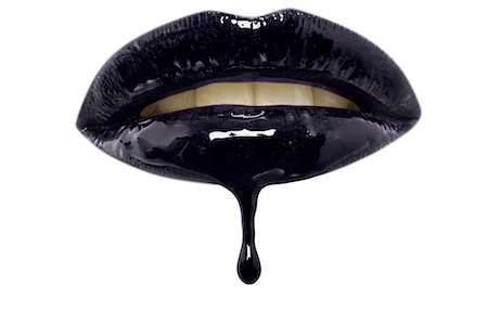 simsearch:693-06324635,k - Close-up of black lip-gloss dripping from woman's lips over white background Stock Photo - Premium Royalty-Free, Code: 693-07444559