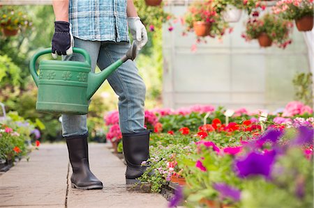 simsearch:693-07912856,k - Low section of man holding watering can at greenhouse Stock Photo - Premium Royalty-Free, Code: 693-07912857
