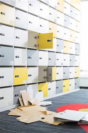 falling down in the office - Interior of messy locker room in creative office Stock Photo - Premium Royalty-Free, Code: 693-07913005