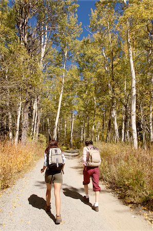 simsearch:841-03869823,k - Two hikers on path through woodland Stock Photo - Premium Royalty-Free, Code: 693-03299751