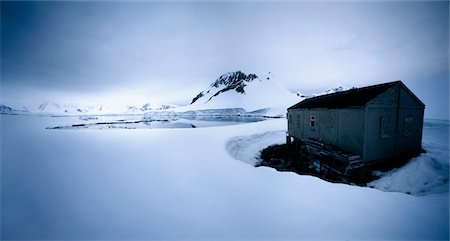 panoramic view of land - Shack in Winter Landscape Stock Photo - Premium Royalty-Free, Code: 693-03305261