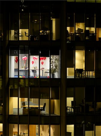 empty office table - Empty office after party, view from building exterior Stock Photo - Premium Royalty-Free, Code: 693-03306000