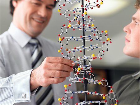 dna model - Teacher looking at student's DNA model, close up Stock Photo - Premium Royalty-Free, Code: 693-03300782