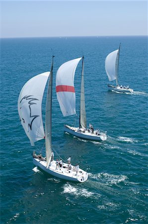 spinnaker - Three yachts compete in team sailing event, California Stock Photo - Premium Royalty-Free, Code: 693-03314289