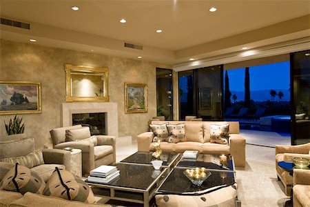 residence - Illuminated modern residence interior Stock Photo - Premium Royalty-Free, Code: 693-03316182