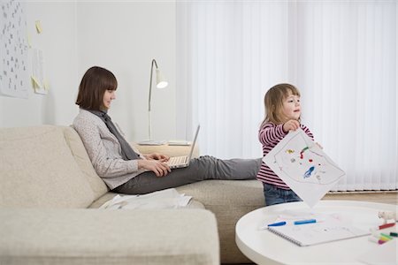 family lamp home - Mother and daughter in living room Stock Photo - Premium Royalty-Free, Code: 693-03316830