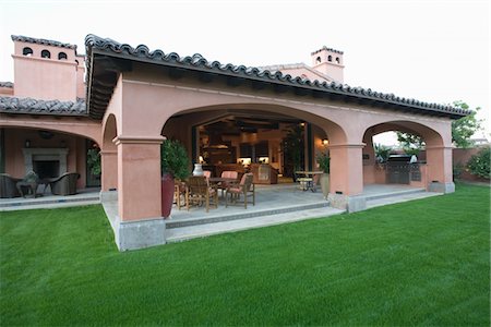 simsearch:693-03317353,k - Outdoor veranda room of Palm Springs hacienda Stock Photo - Premium Royalty-Free, Code: 693-03317460