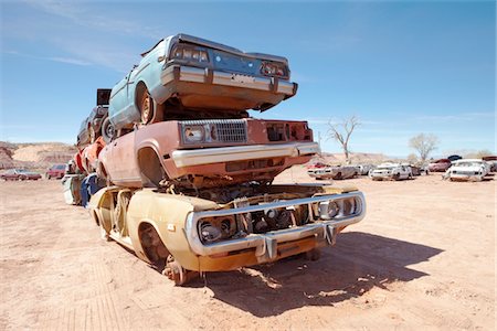 scrap yard pile of cars - Pile of scrap cars Stock Photo - Premium Royalty-Free, Code: 693-03317587