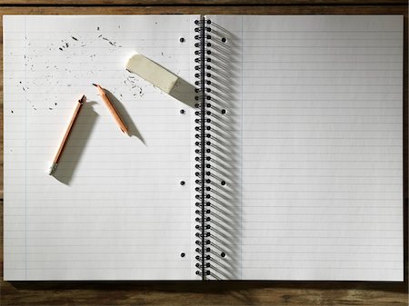 pencil and object - Blank Pad of Paper, Eraser and Broken Pencil Stock Photo - Premium Royalty-Free, Code: 693-03312264