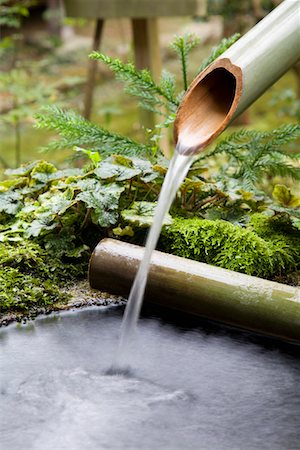 Water flowing from bamboo pipe Stock Photo - Premium Royalty-Free, Code: 693-03312840