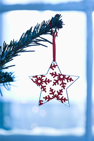 snowflakes on window - Christmas decoration, close-up Stock Photo - Premium Royalty-Free, Code: 693-03313023