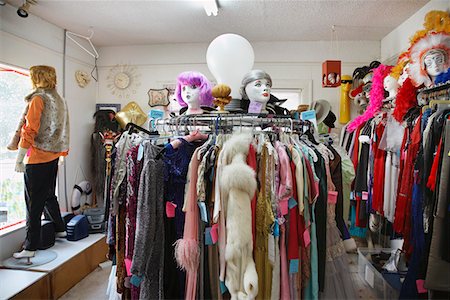 store vintage - Clothing and Wigs in Crowded Second Hand Store Stock Photo - Premium Royalty-Free, Code: 693-03313310